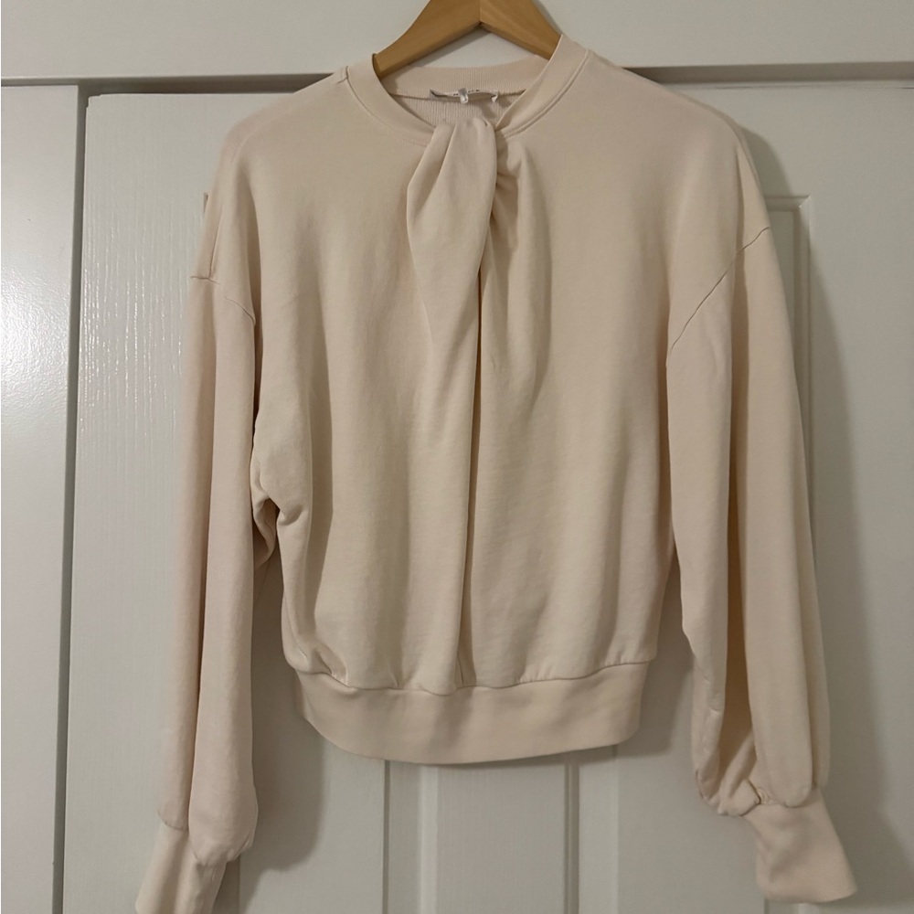 Frame Denim Cream Tie-Neck Top